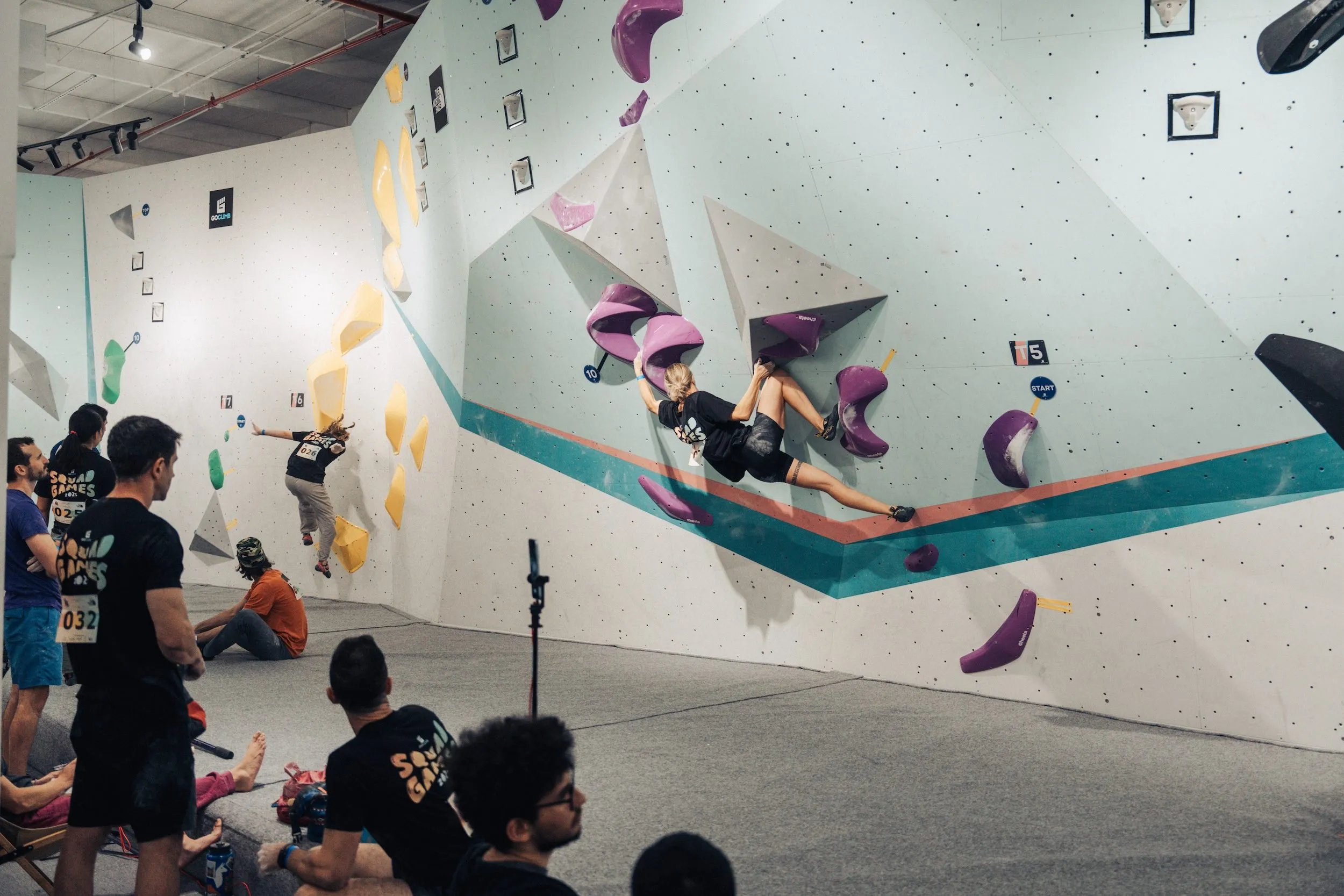 Climbers on the wall at GoClimb, Junction Mall Dubai