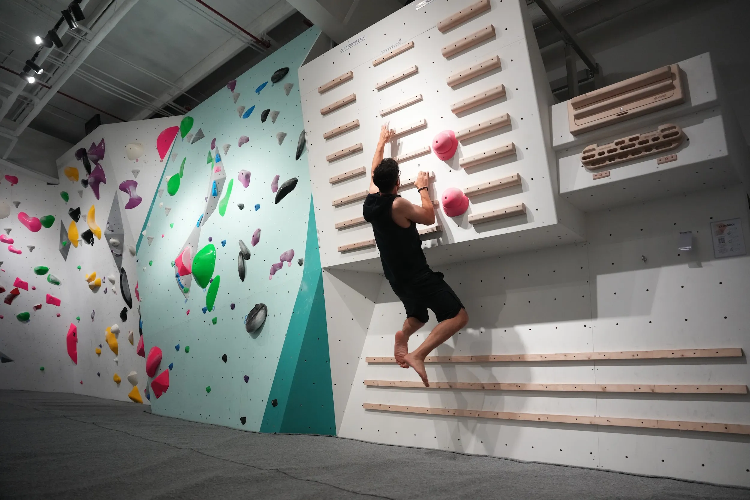 Training area at GoClimb bouldering gym