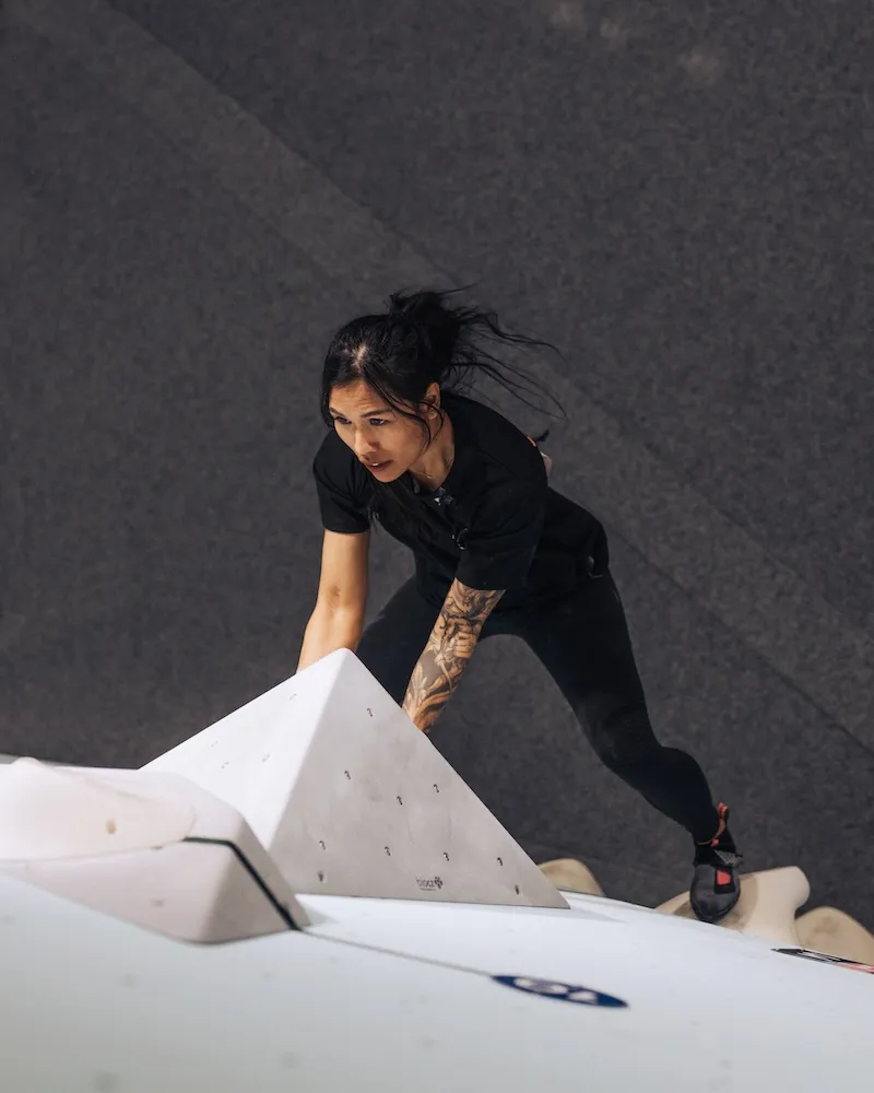 Bouldering competition female athlete
