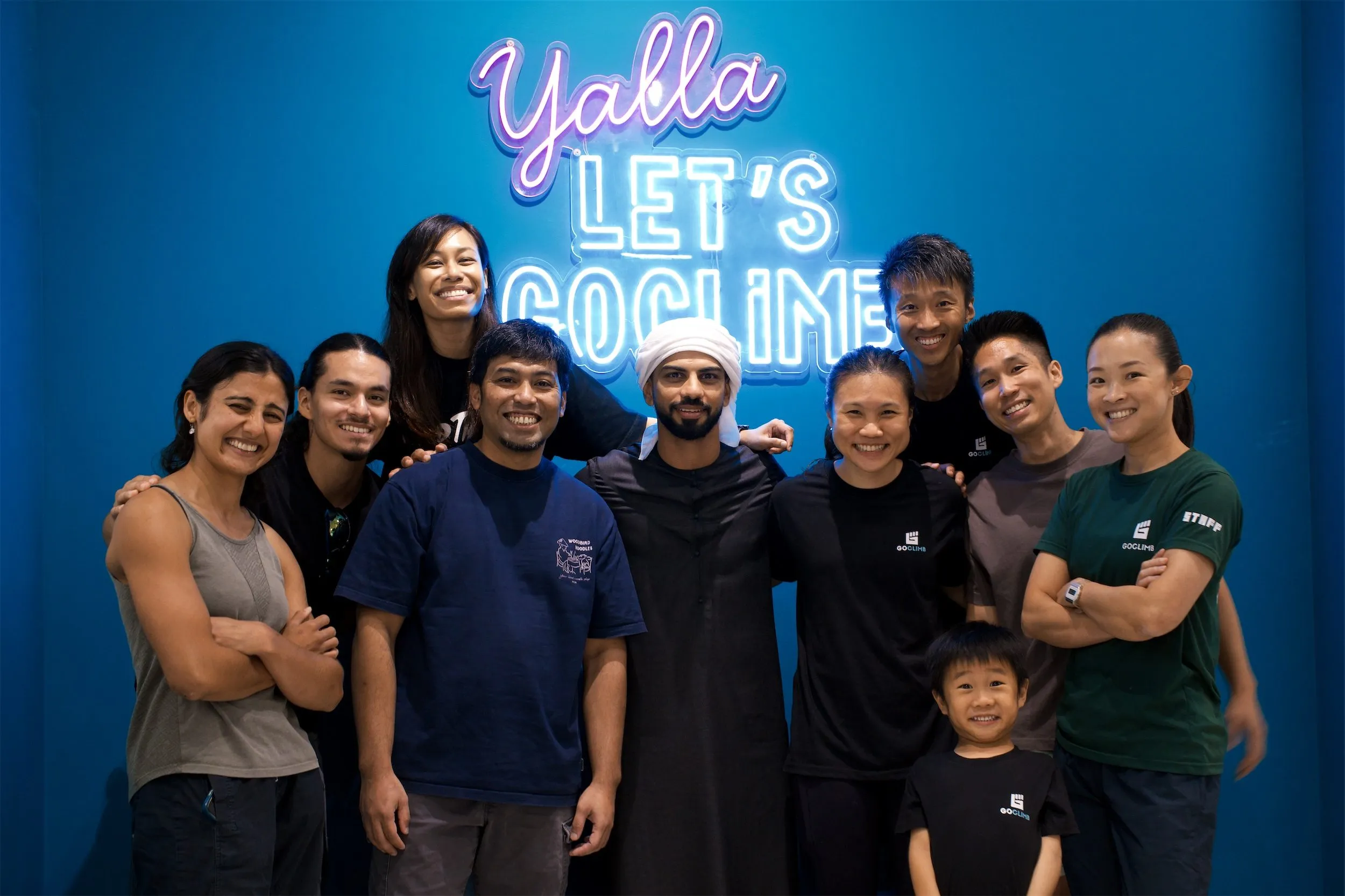 The GoClimb team together at the bouldering gym in Dubai