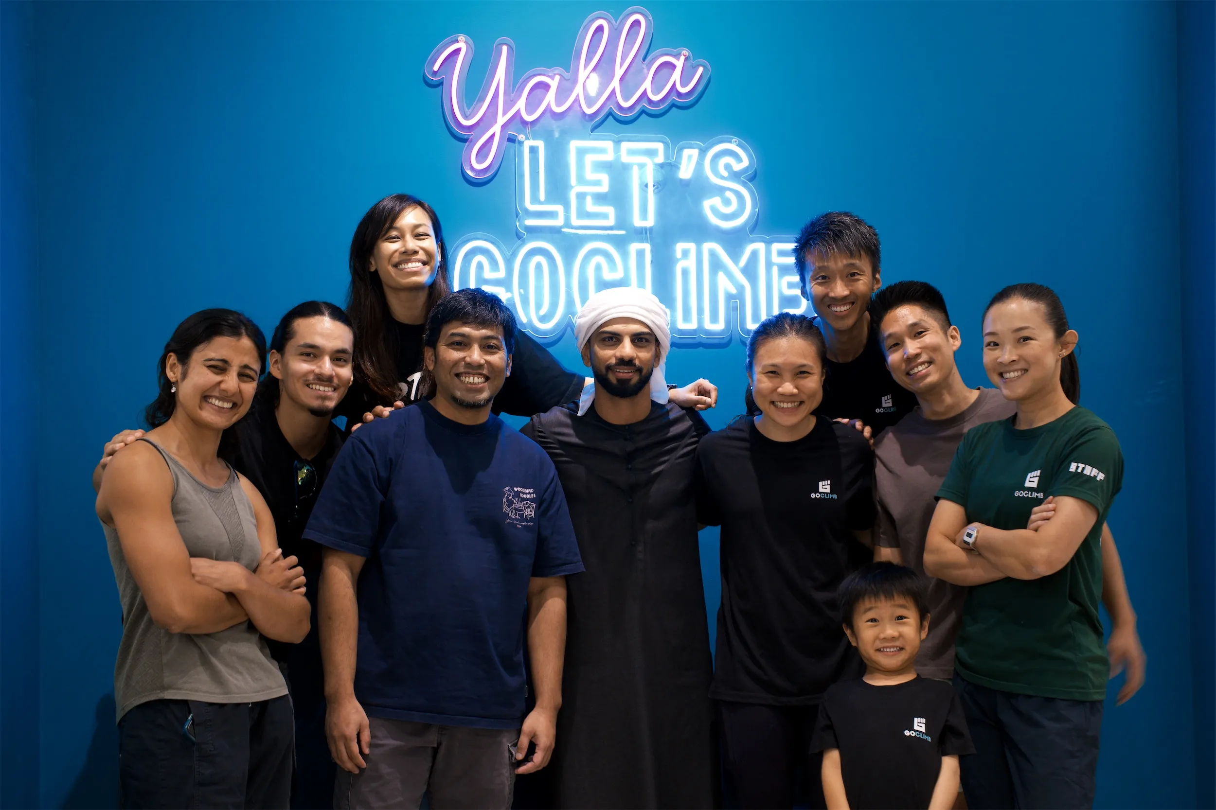 The GoClimb team together at the bouldering gym in Dubai