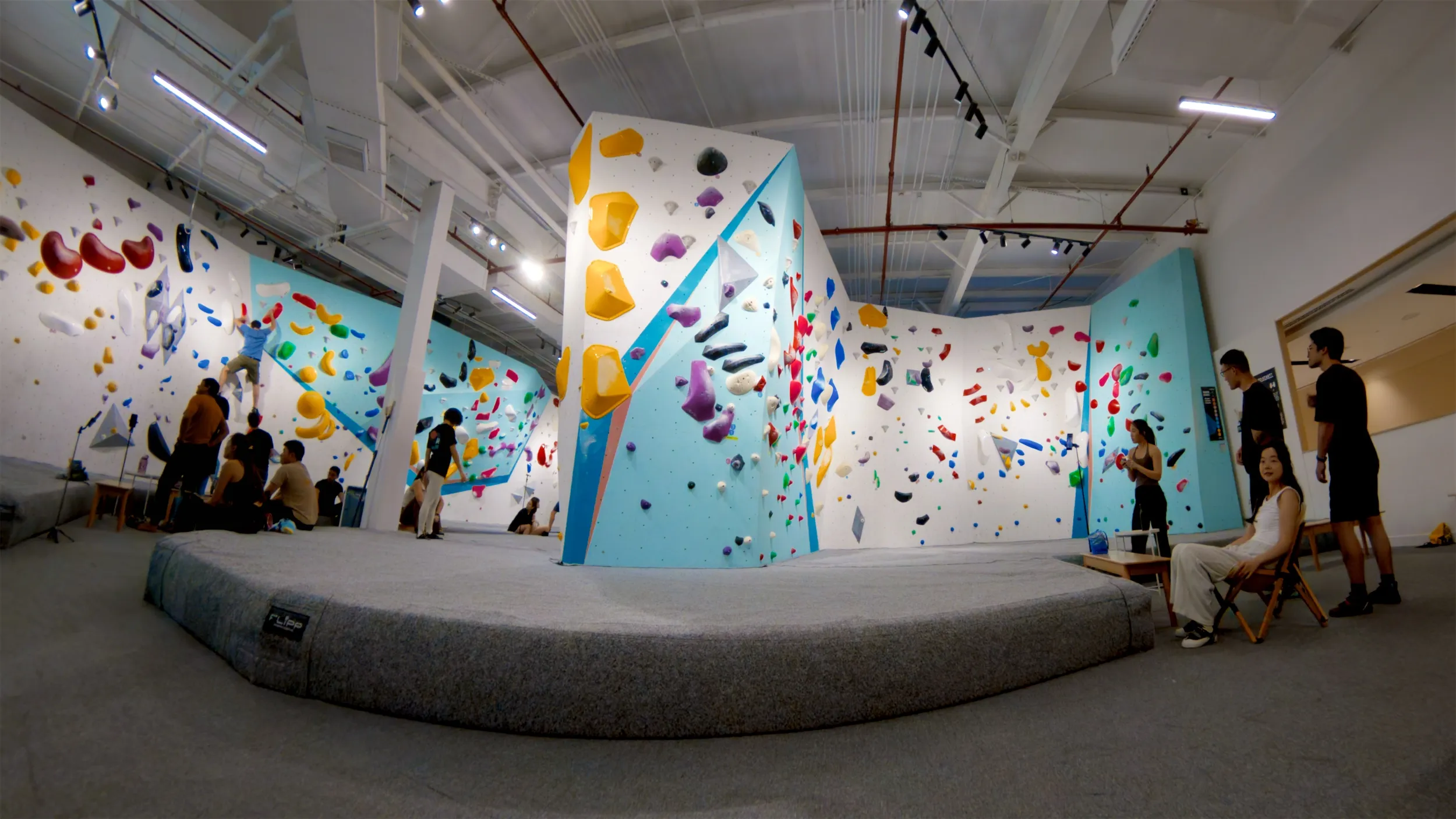 Bouldering wall at GoClimb bouldering gym in Dubai