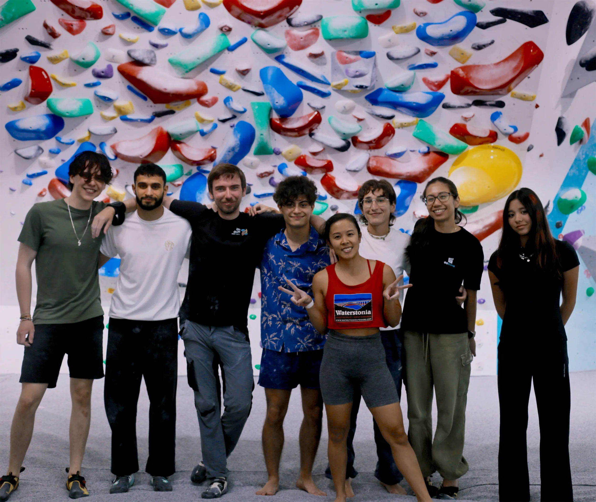 Climber on the spray wall during Sprayground competition at GoClimb