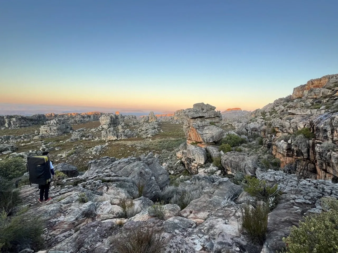 Sunset walk back from Roadcrew sector in Rocklands South Africa